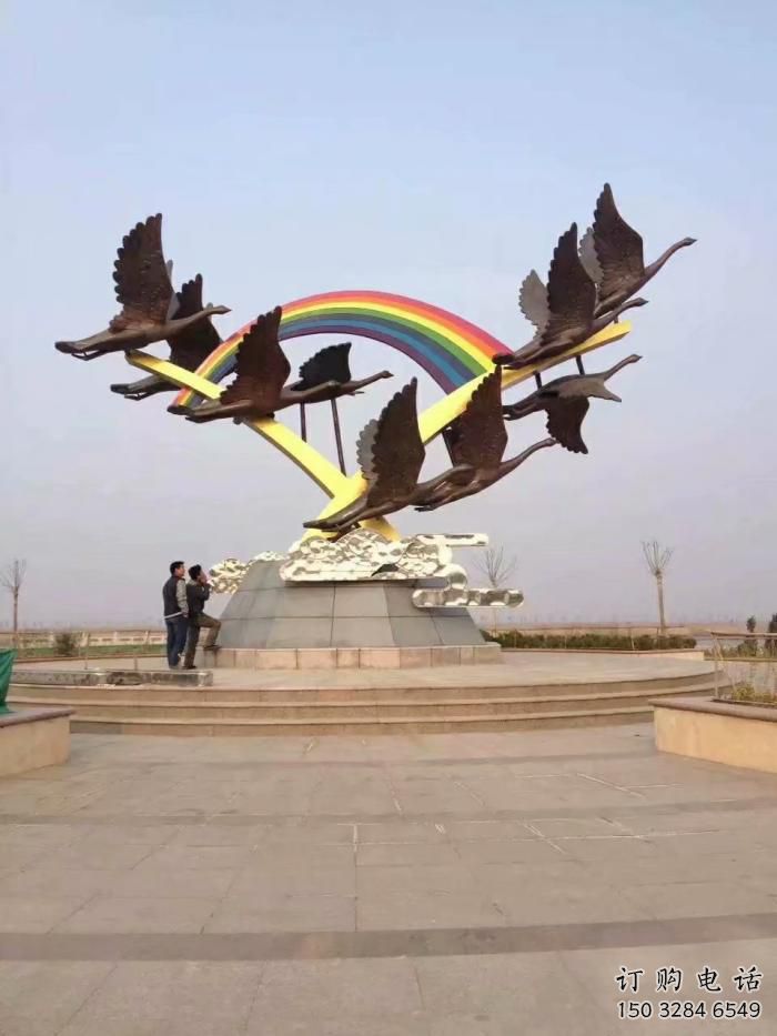 風景區(qū)大雁雕塑廠家 中式戶外擺件 現(xiàn)代仿古大雁雕塑