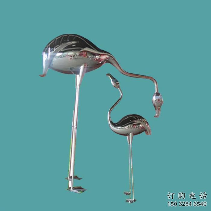 鏡面火烈鳥雕塑廠家 現代公園擺件 游樂場異形火烈鳥雕塑