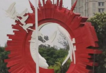 彩繪大雁雕塑廠家 卡通噴漆小品 草地切面大雁雕塑