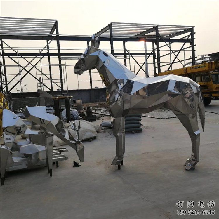 鏡面駿馬雕塑廠家 現代廣場擺件 游樂場異形駿馬雕塑