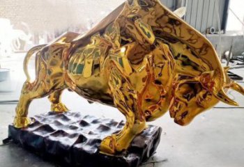 游樂場金牛雕塑廠家 現代電鍍擺件 公園廣場金牛雕塑