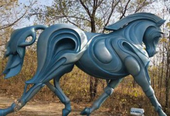 步行街駿馬雕塑廠家 創(chuàng)意鋼管擺件 草地切面駿馬雕塑
