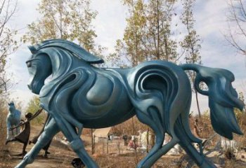 異形駿馬雕塑廠家 廣場抽象擺件 大型拉絲駿馬雕塑