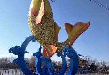 拉絲魚跨環雕塑廠家 大型剪影擺件 游樂場異形魚跨環雕塑