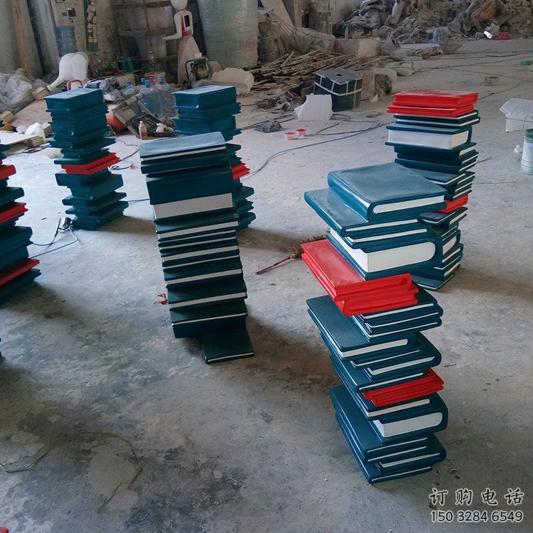 噴漆書山雕塑廠家 中式公園小品 戶外不銹鋼書山雕塑