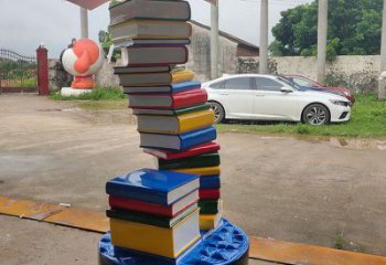 現代書山雕塑廠家 大型創意擺件 博物館不銹鋼書山雕塑