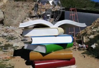 希望書山雕塑廠家 教育校園小品 噴漆不銹鋼書山雕塑
