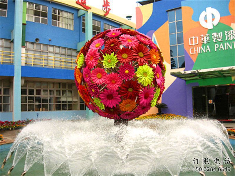 彩繪圓球雕塑廠家 懸空水景擺件 大型不銹鋼圓球雕塑