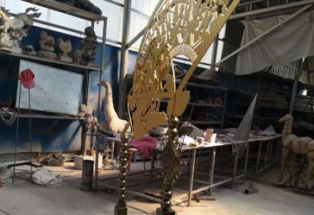 戶外扇子雕塑廠家 噴漆公園小品 現代不銹鋼扇子雕塑