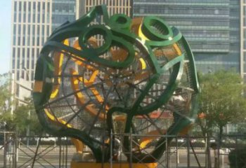 噴漆圓球雕塑廠家 中式村口小品 廣場不銹鋼圓球雕塑