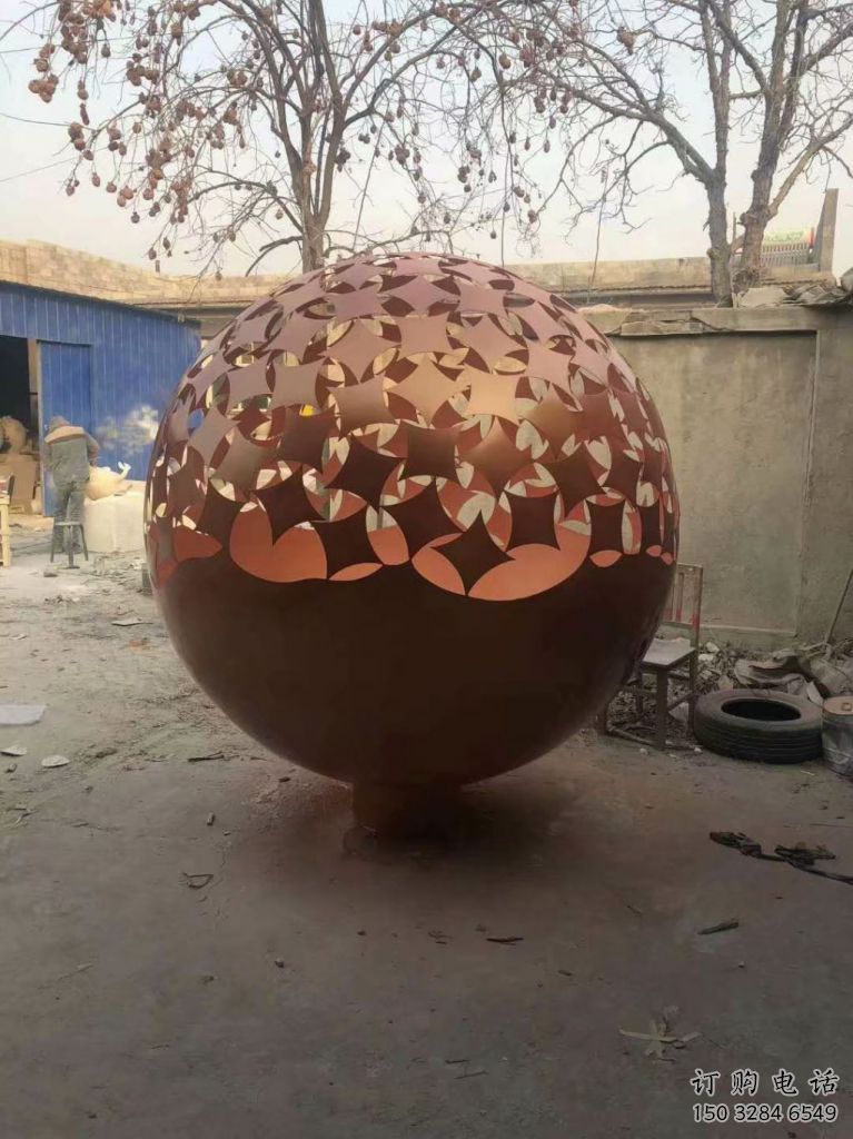 幾何圓球雕塑廠家 發(fā)光小品 大門口不銹鋼圓球雕塑