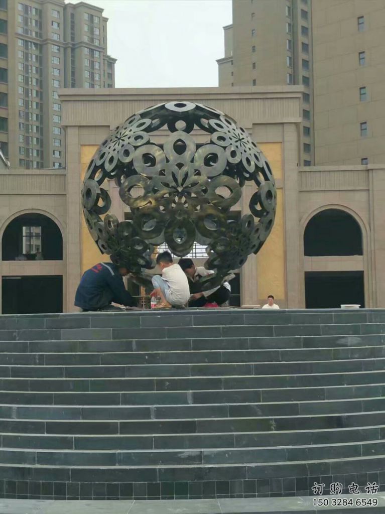 鏤空球狀雕塑廠家 中式廣場小品 戶外不銹鋼球狀雕塑