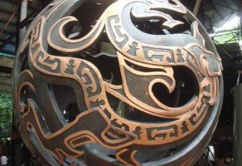 房地產(chǎn)圓球雕塑廠家 剪影鏤空擺件 鍛造不銹鋼圓球雕塑