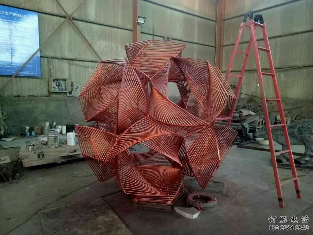 拉絲球體雕塑廠家 鏤空創意擺件 別墅區不銹鋼球體雕塑