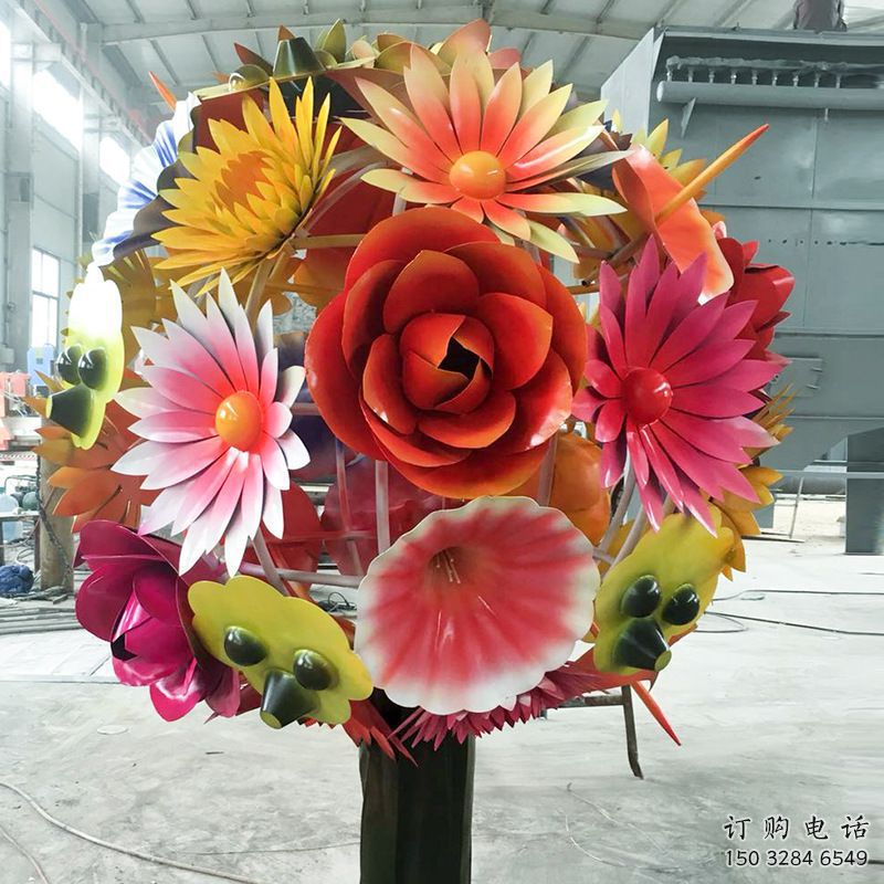 商業街花球雕塑廠家 烤漆工藝擺件 戶外不銹鋼花球雕塑