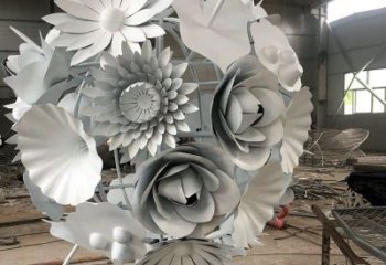 戶外花球雕塑廠家 噴漆廣場小品 大型不銹鋼花球雕塑