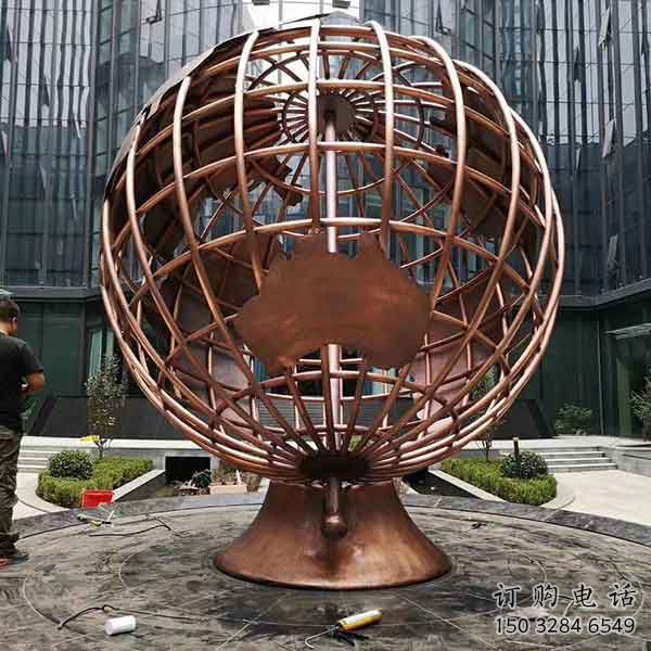 游樂(lè)場(chǎng)地球儀雕塑廠家 現(xiàn)代擺件 噴漆不銹鋼地球儀雕塑