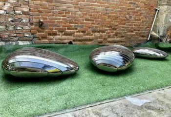 廣場鵝卵石雕塑廠家 現代公園小品 鏡面不銹鋼鵝卵石雕塑