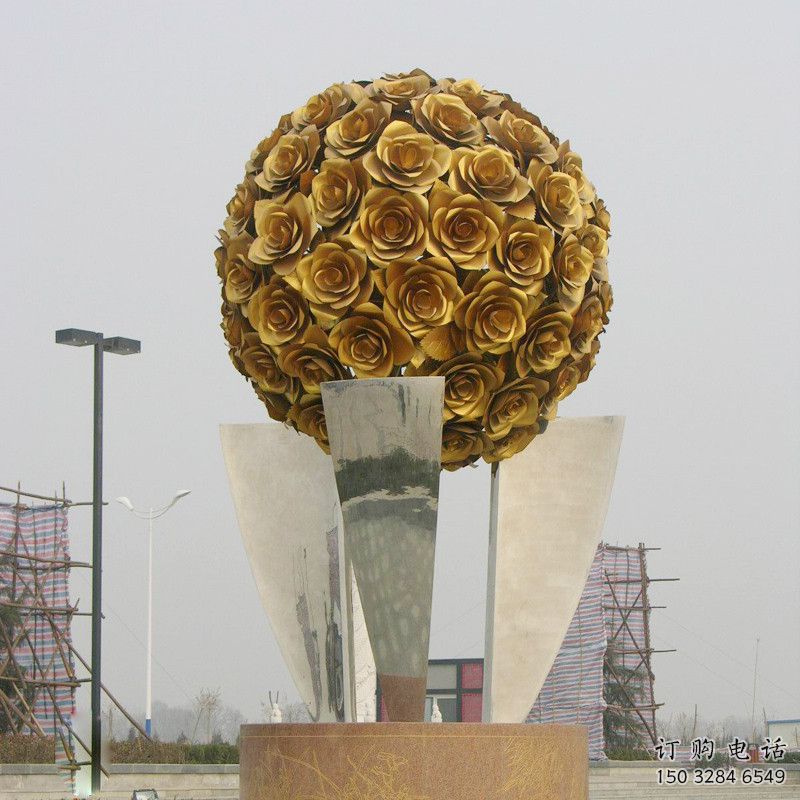 大型花球雕塑廠家 鍛造公園小品 戶外不銹鋼花球雕塑