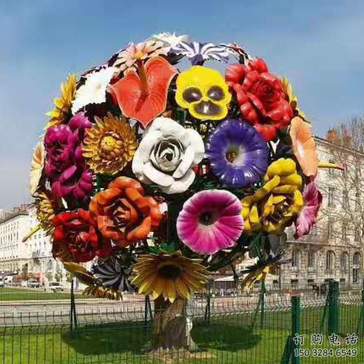 異形花球雕塑廠家 現(xiàn)代公園小品 公園不銹鋼花球雕塑