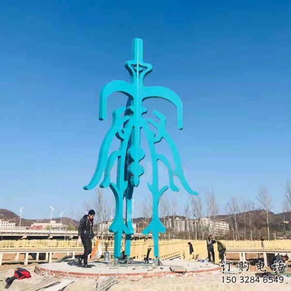 大型商場甲骨文雕塑廠家 鏤空創意擺件 現代不銹鋼甲骨文雕塑