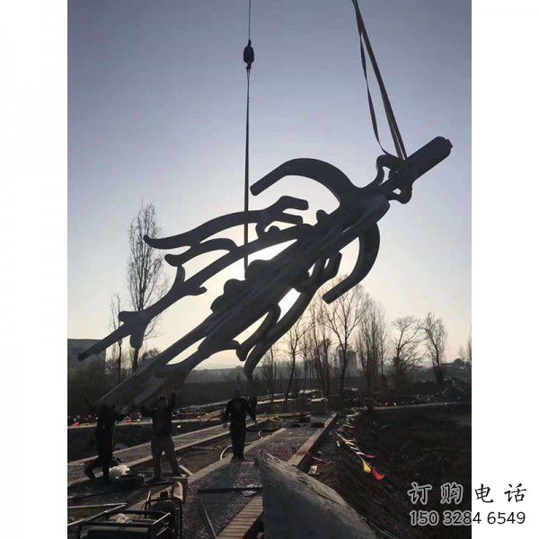 抽象甲骨文雕塑廠家 創意小品 戶外不銹鋼甲骨文雕塑