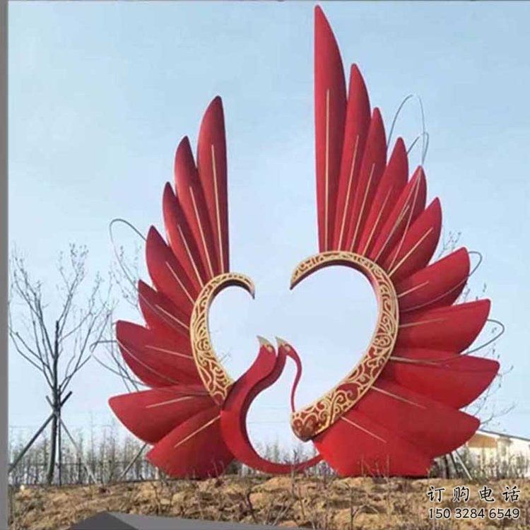 烤漆鳳凰雕塑廠家 現代創意小品 商業街不銹鋼鳳凰雕塑
