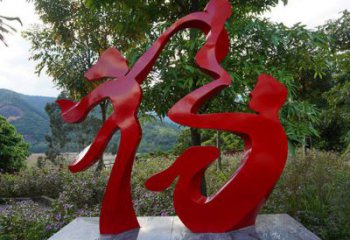 街道福字雕塑廠家 公園現(xiàn)代擺件 烤漆不銹鋼福字雕塑