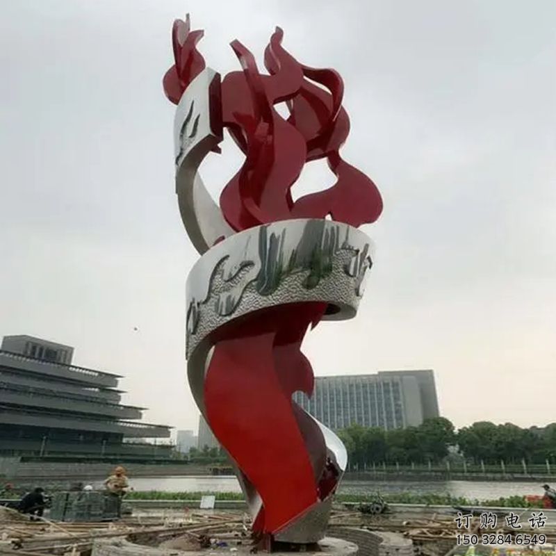 戶外火焰雕塑廠家 創(chuàng)意噴漆小品  大型不銹鋼火焰雕塑