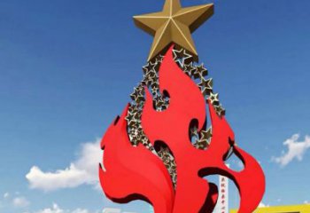 拉絲火焰雕塑廠家 鏤空創意擺件 現代不銹鋼火焰雕塑