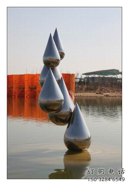 別墅區水滴雕塑廠家 大型別墅區擺件 鏡面不銹鋼水滴雕塑