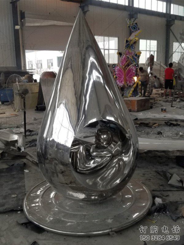 房地產水滴雕塑廠家 抽象公園擺件 鍛造不銹鋼水滴雕塑