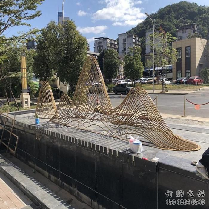 房地產假山雕塑廠家 鏤空擺件 鋼管不銹鋼假山雕塑