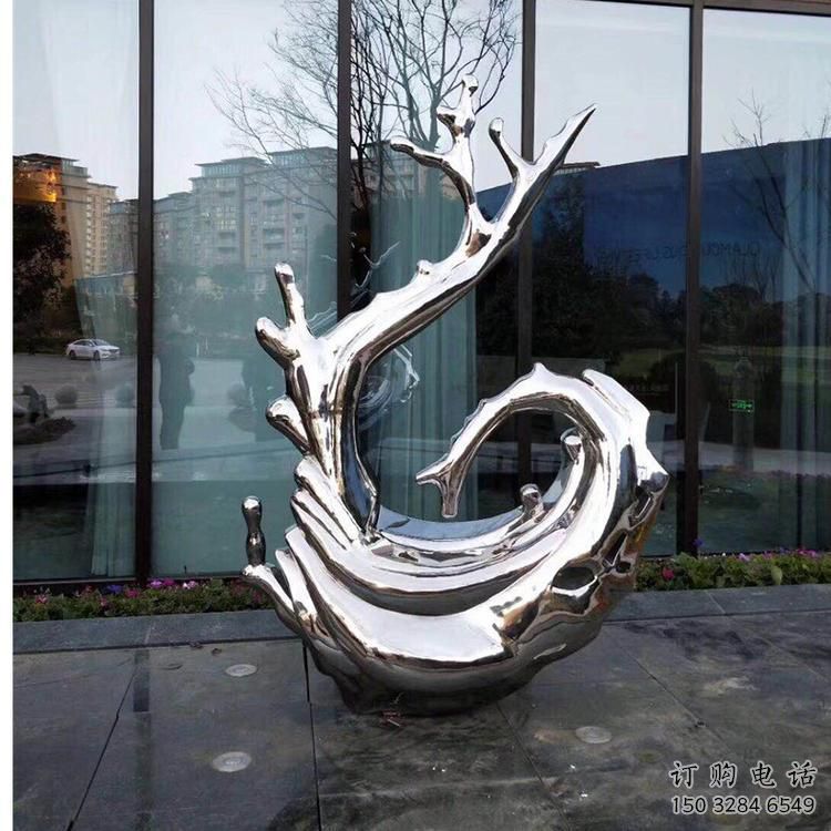 水景海浪雕塑廠家 現(xiàn)代鏡面小品 創(chuàng)意不銹鋼海浪雕塑制作