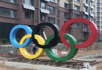 別墅區五環雕塑廠家 大型戶外擺件 烤漆不銹鋼五環雕塑