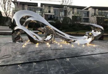 庭院海浪雕塑廠家 公園草地小品 鍛造不銹鋼海浪雕塑制作