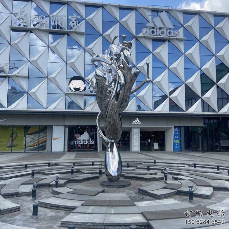 幾何浪花雕塑廠家 現代創意小品 大型不銹鋼浪花雕塑生產