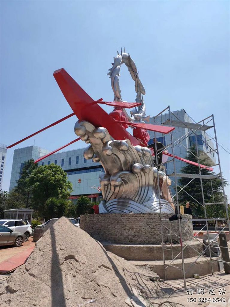 歐式水浪雕塑廠家 抽象公園擺件 現代不銹鋼水浪雕塑生產