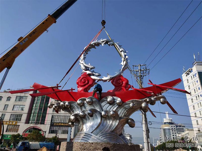 歐式浪花雕塑廠家 抽象公園擺件 現(xiàn)代不銹鋼浪花雕塑生產(chǎn)