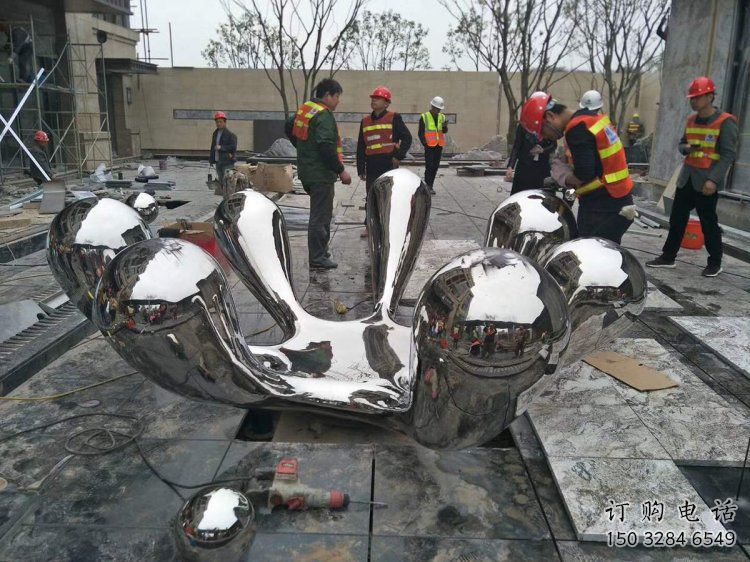 公園水浪雕塑廠家 戶外創意小品 現代不銹鋼水浪雕塑生產