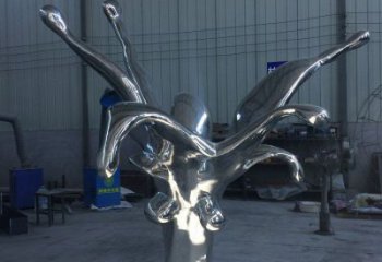 現代波浪雕塑廠家 鏡面擺件 戶外不銹鋼波浪雕塑生產