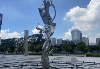 鏡面波浪雕塑廠家 現代街頭小品 歐式不銹鋼波浪雕塑生產