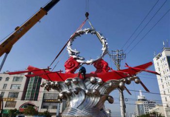 歐式浪花雕塑廠家 抽象公園擺件 現(xiàn)代不銹鋼浪花雕塑生產(chǎn)