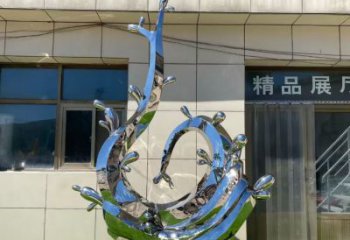 中式波浪雕塑廠家 現代公園小品 游樂場不銹鋼波浪雕塑生產
