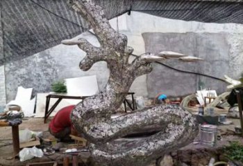 創意浪花雕塑廠家 現代公園小品 鏤空不銹鋼浪花雕塑生產