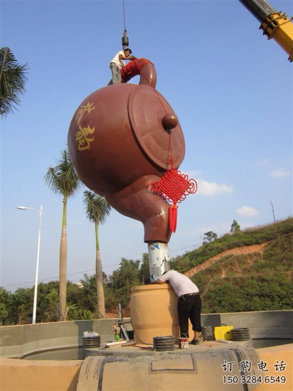 懸空茶壺雕塑廠家 大型別墅區小品不銹鋼茶壺雕塑生產