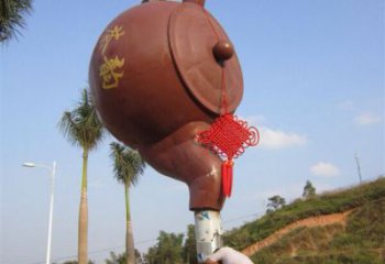 懸空茶壺雕塑廠家 大型別墅區小品不銹鋼茶壺雕塑生產