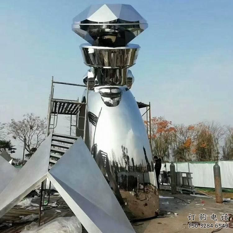 房地產(chǎn)鉆戒雕塑廠家 公園擺件  鏡面不銹鋼鉆戒雕塑
