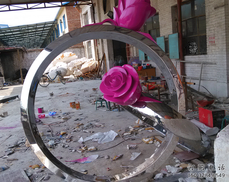 創意指環雕塑廠家 歐式小品 公園不銹鋼指環雕塑