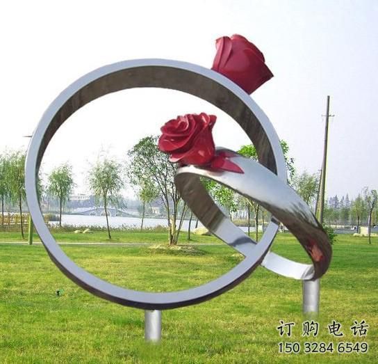 現代指環雕塑廠家 大型別墅區擺件 廣場不銹鋼指環雕塑